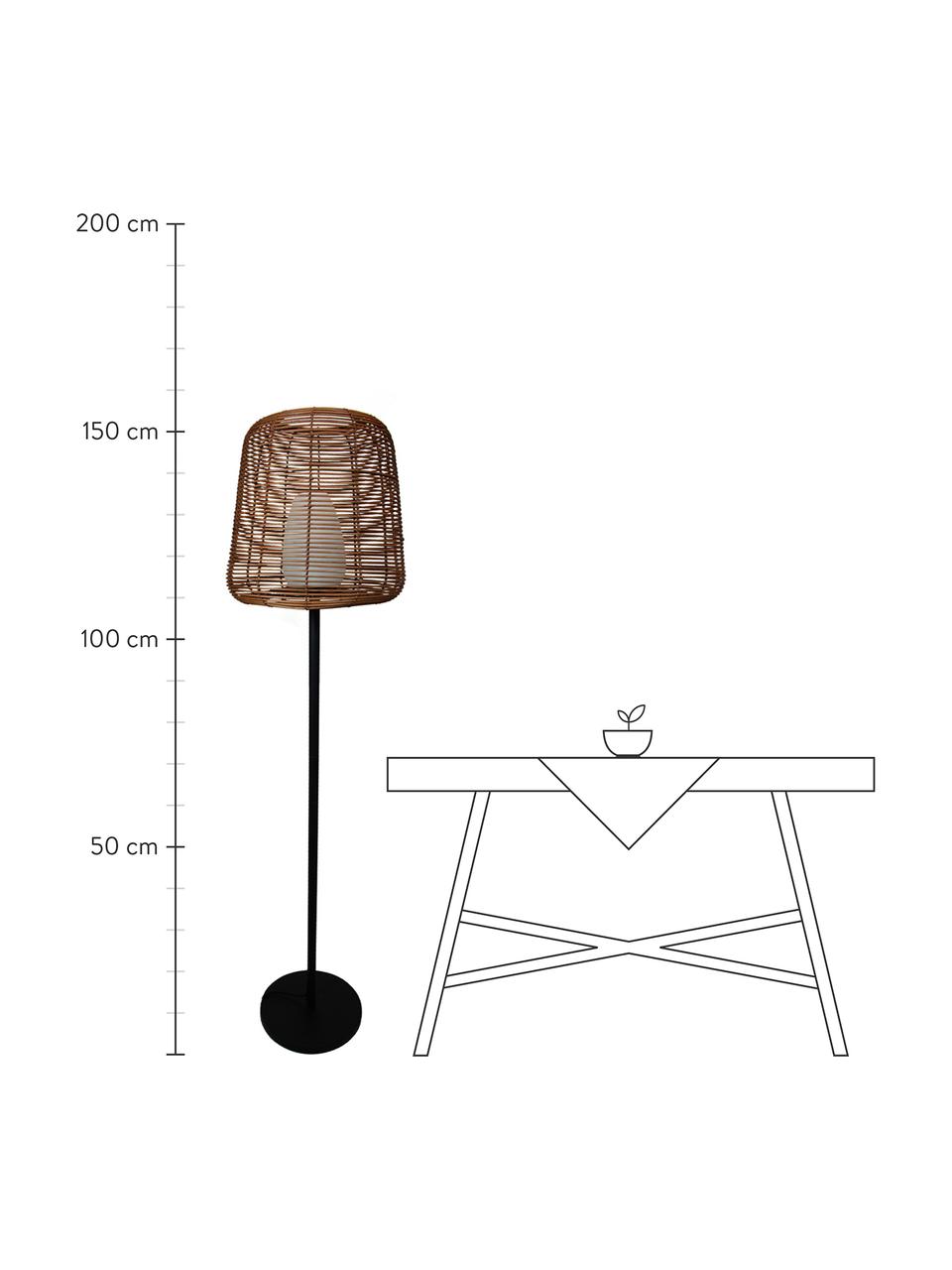 Zewnętrzna lampa podłogowa z funkcją przyciemniania i wtyczką Boheme, Brązowy, czarny, biały, Ø 40 x W 154 cm