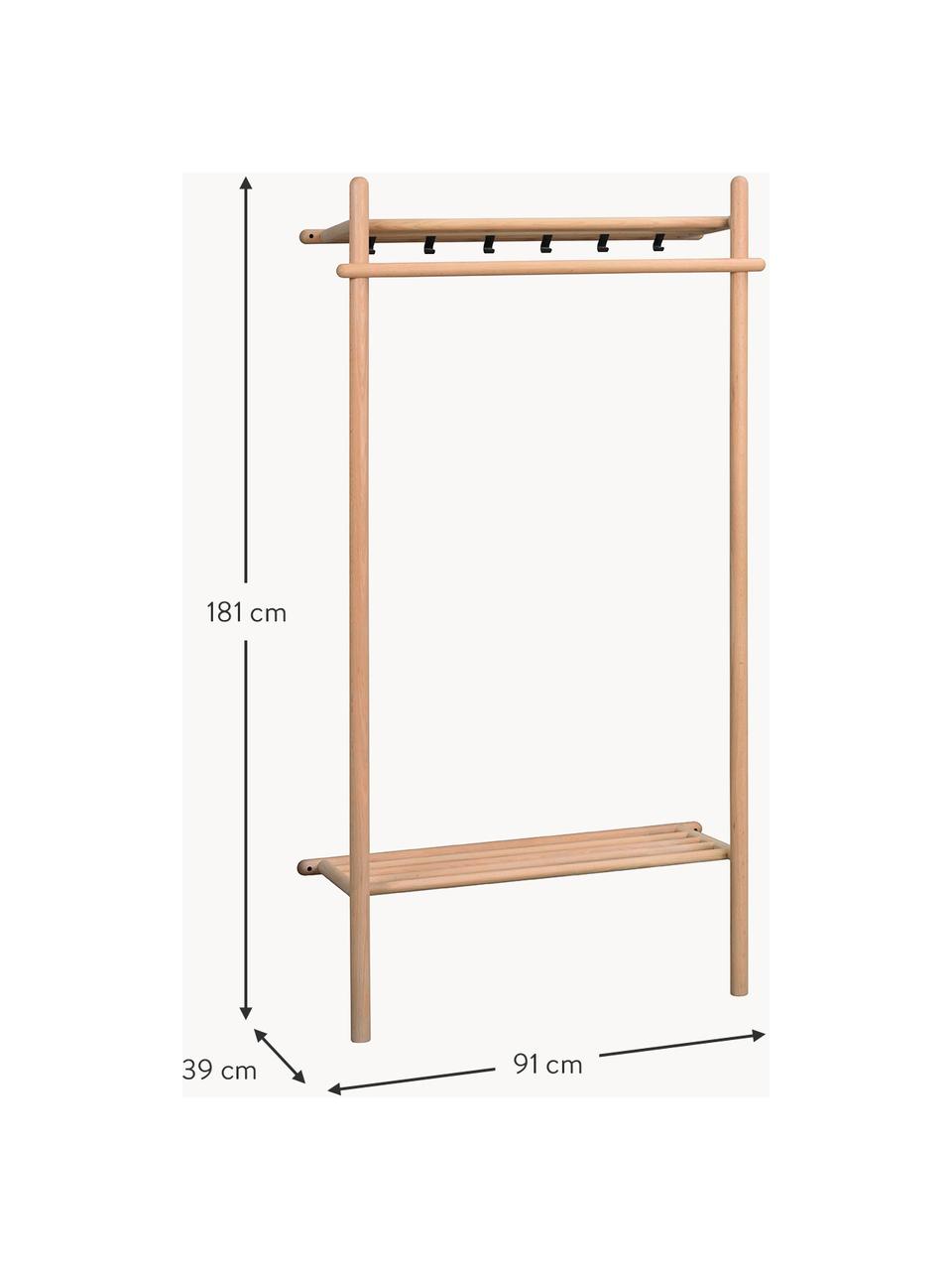 Perchero de pared en roble Milford, Beige, negro, An 91 x Al 181 cm