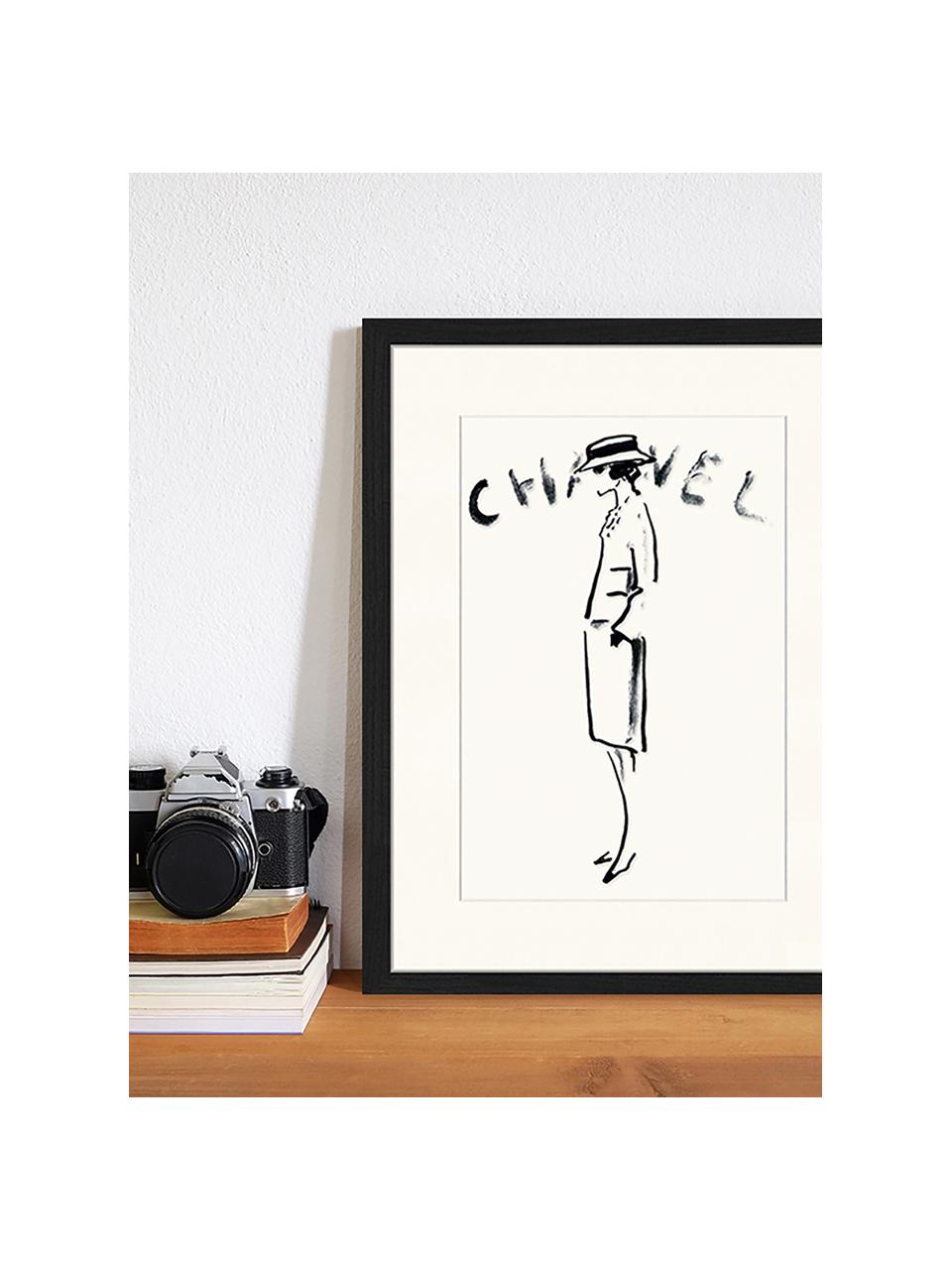 Gerahmter Digitaldruck Chanel, Bild: Digitaldruck auf Papier, , Rahmen: Holz, lackiert, Front: Plexiglas, Chanel, B 43 x H 53 cm