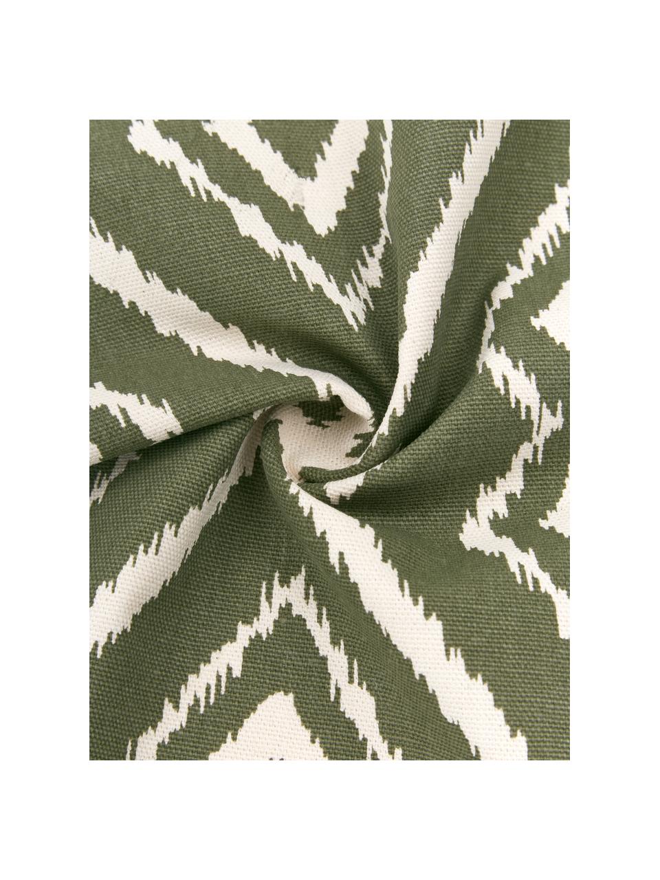 Funda de cojín Delilah, estilo boho, 100% algodón, Verde oliva estampado, An 45 x L 45 cm
