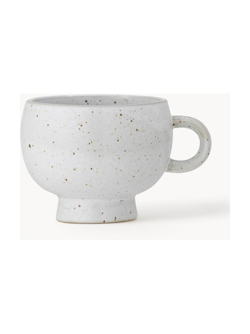 Taza artesanal con esmalte reactivo Emilo, Gres, Blanco moteado, Ø 9 x Al 7 cm, 300 ml