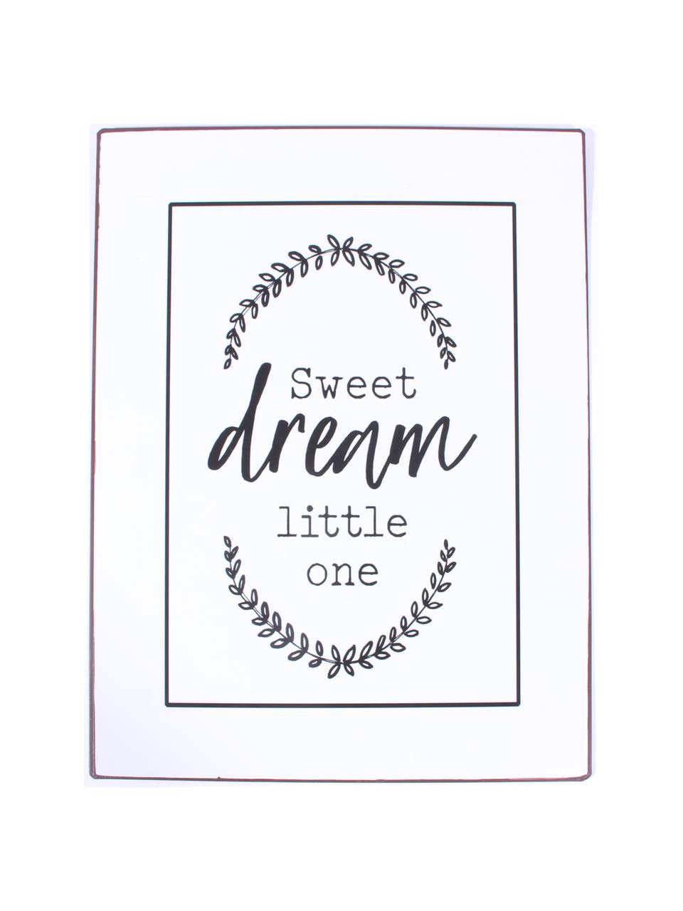 Insegna a muro Sweet dream little one, Metallo rivestito, Bianco, nero, Larg. 27 x Alt. 35 cm