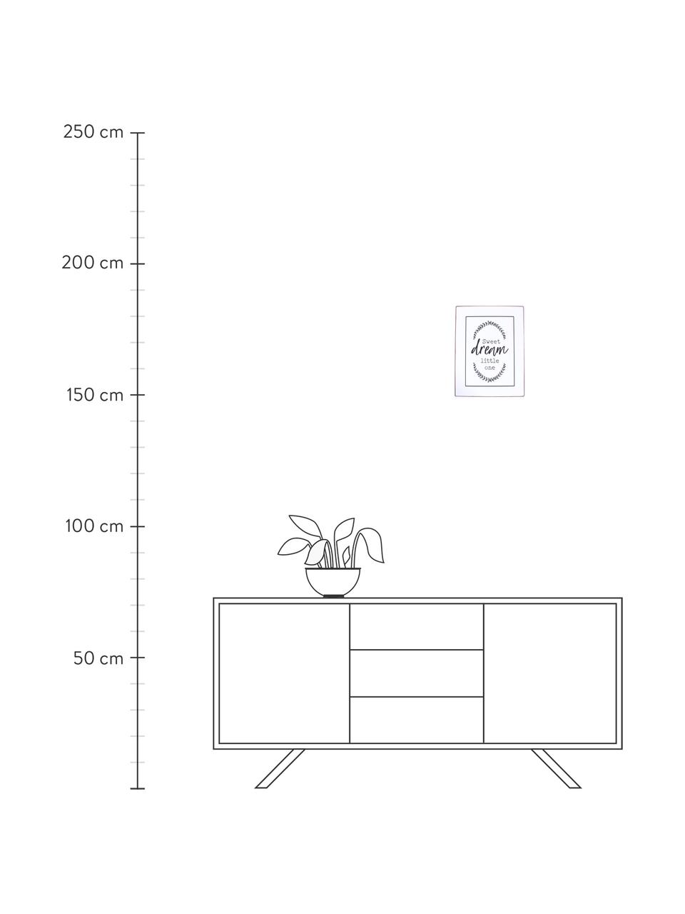 Wandbord Sweet dream little one, Gecoat metaal, Wit, zwart, 27 x 35 cm