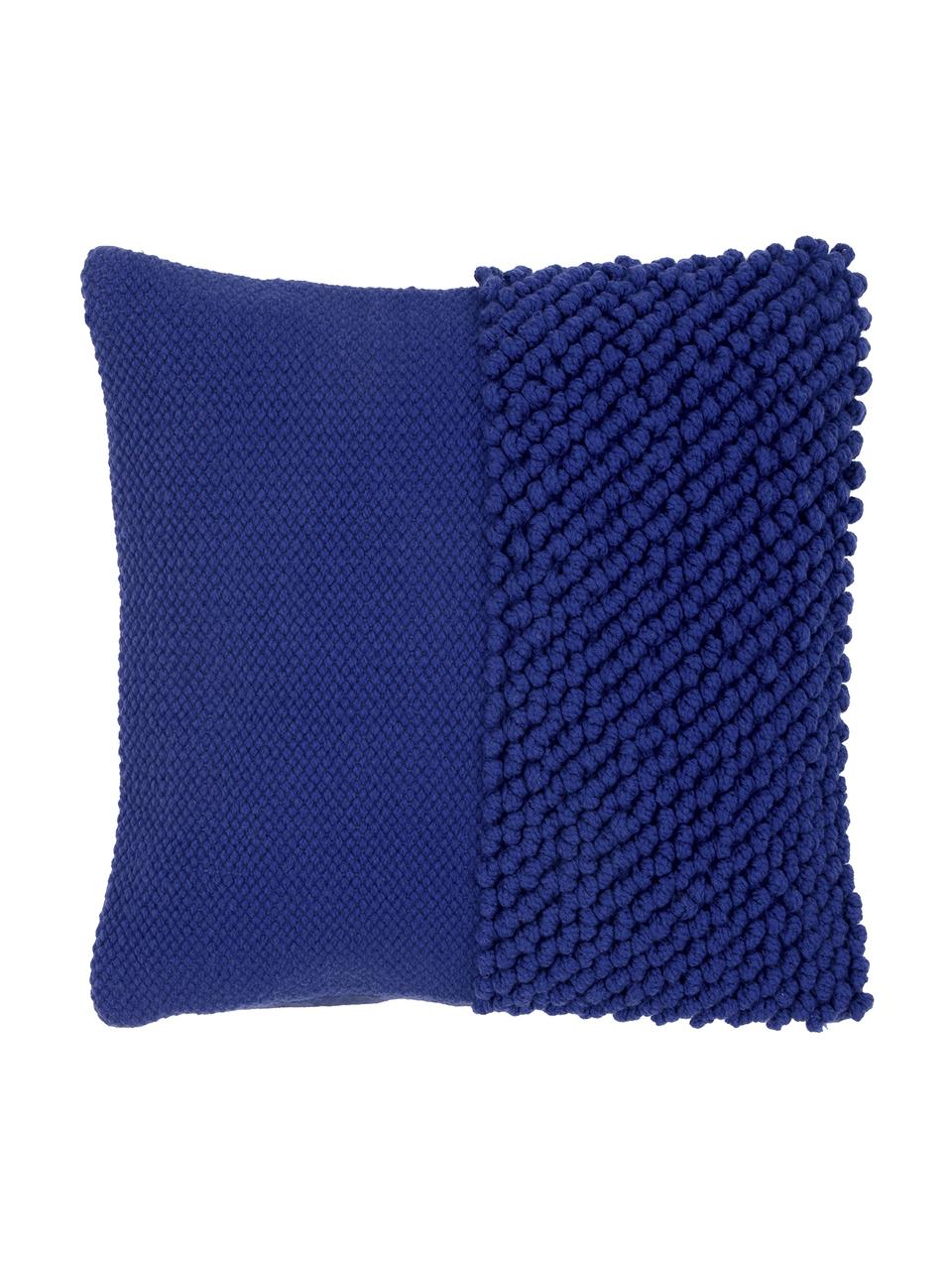 Federa arredo con superficie strutturata Andi, Retro: 100% cotone, Blu, Larg. 40 x Lung. 40 cm