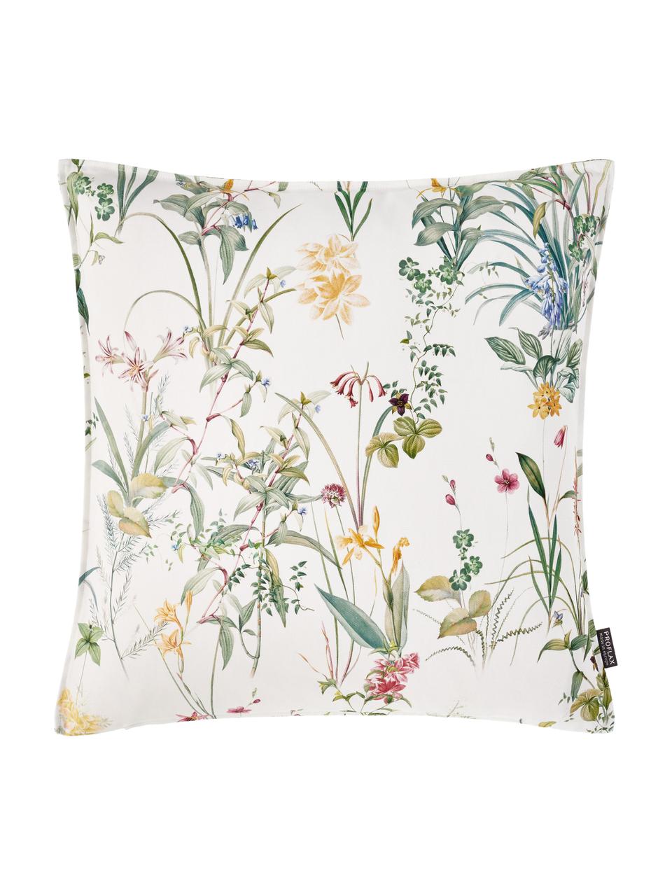 Kussenhoes  Anjuli met bloemenprint, 100% katoen, Wit, multicolour, 40 x 40 cm