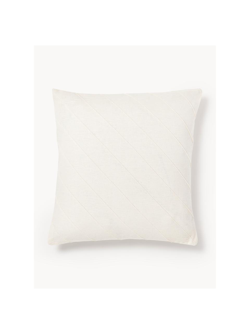 Poszewka na poduszkę z lnu Malia, 51% len, 49% bawełna, Biały, S 45 x D 45 cm