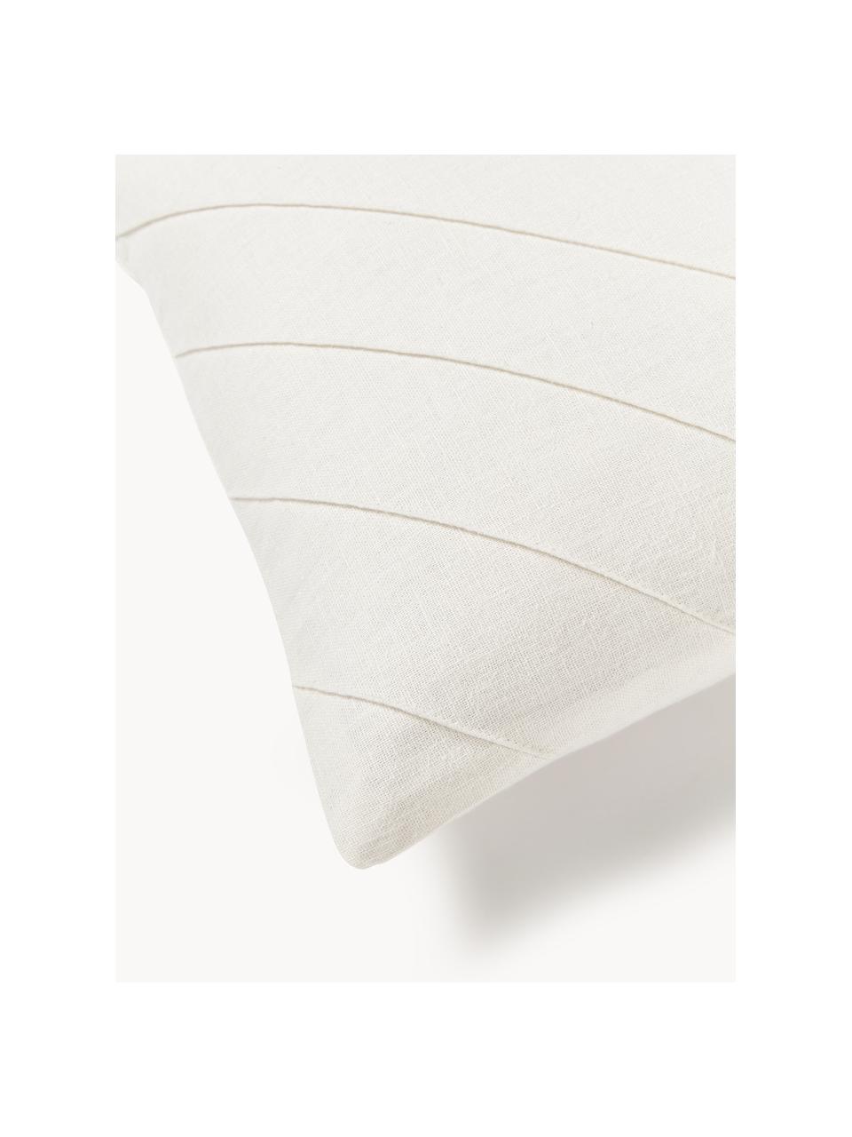 Kussenhoes Malia in wit met structuurpatroon, 51% linnen, 49% katoen, Wit, B 45 x L 45 cm