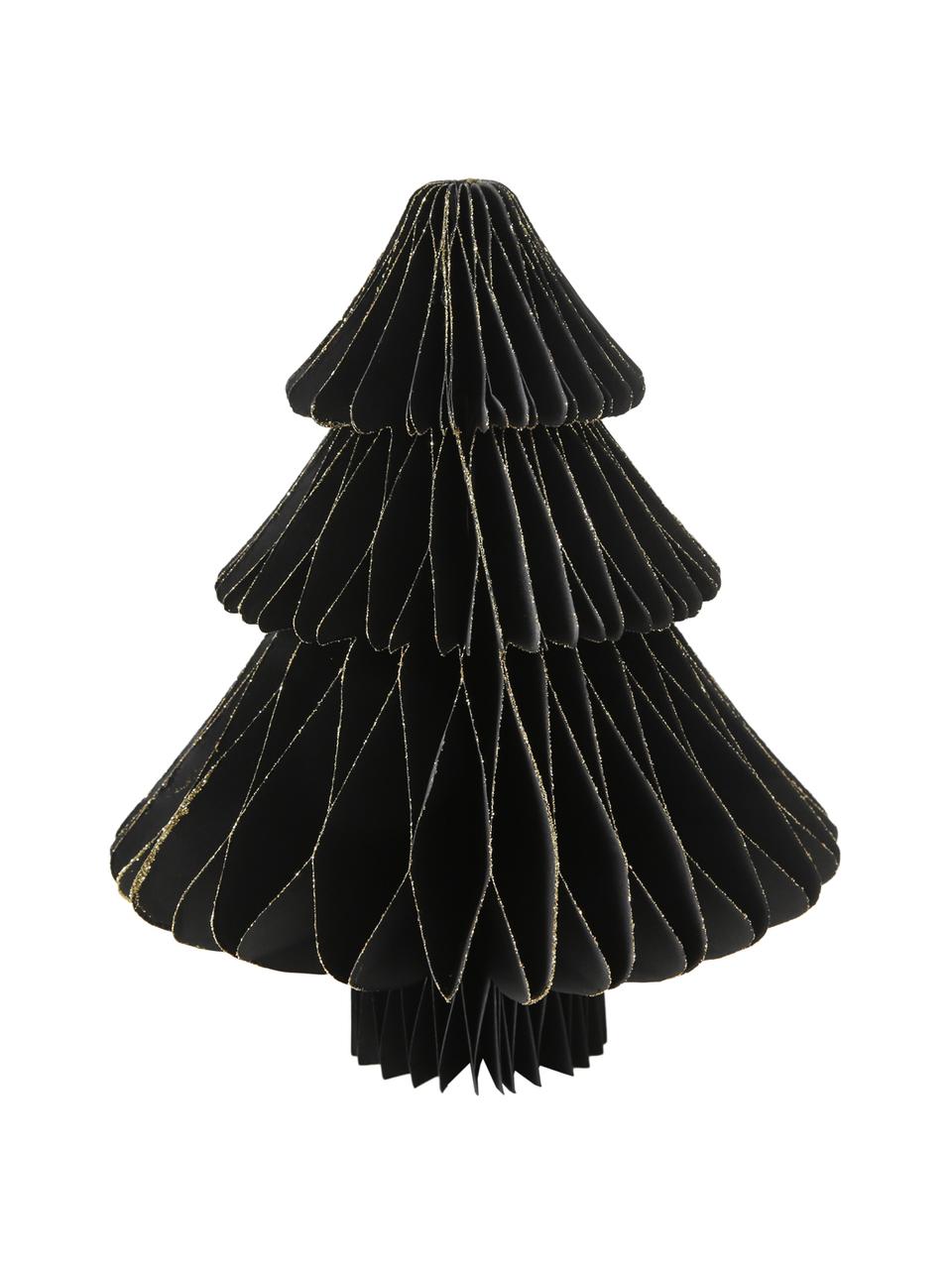 Pieza decorativa pino Sander, Papel, Negro, dorado, Ø 18 x Al 23 cm