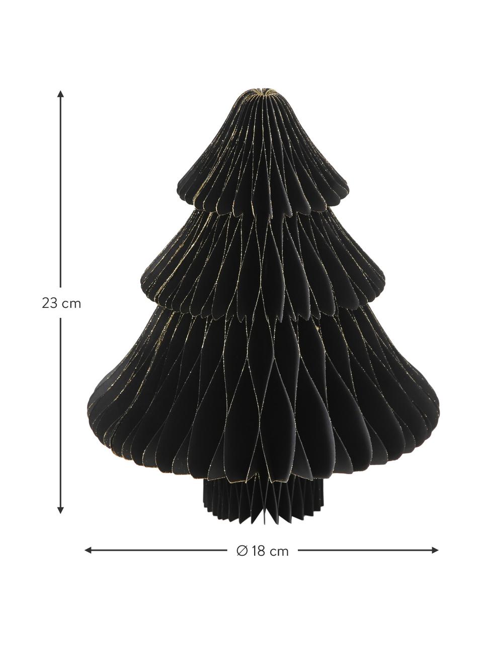 Plissé boompje Sander in zwart H 23 cm, Papier, Zwart, goudkleurig, Ø 18 x H 23 cm
