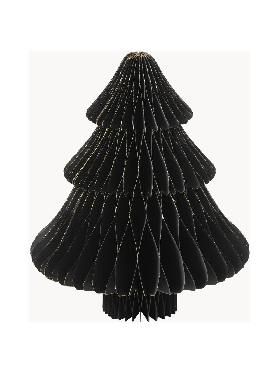 Sapin décoratif noir Noël Sander, 23 cm, Carton, Noir, couleur dorée, Ø 18 x haut. 23 cm