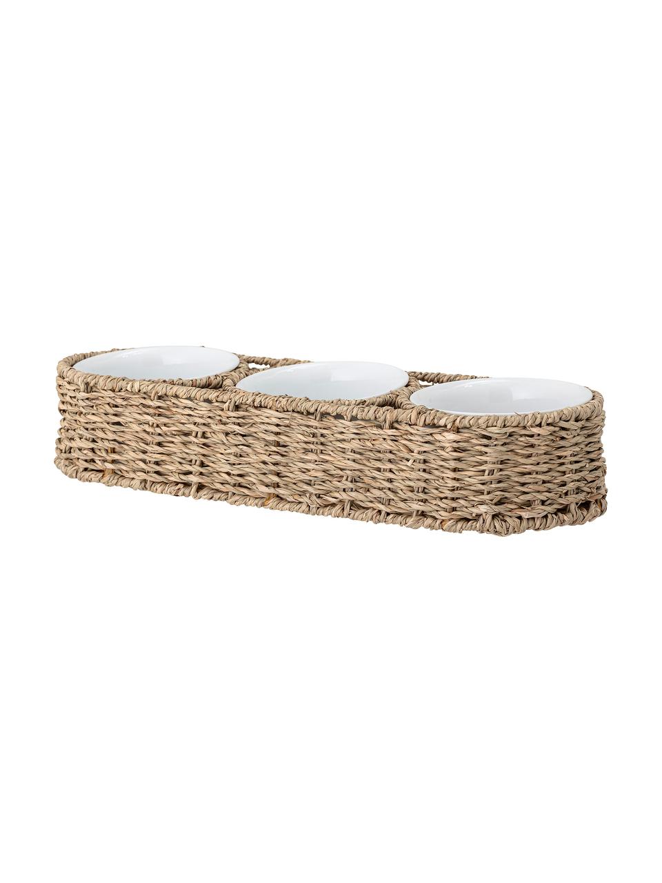 Plateau apéritif avec support Riya, 4 élém., Beige, blanc