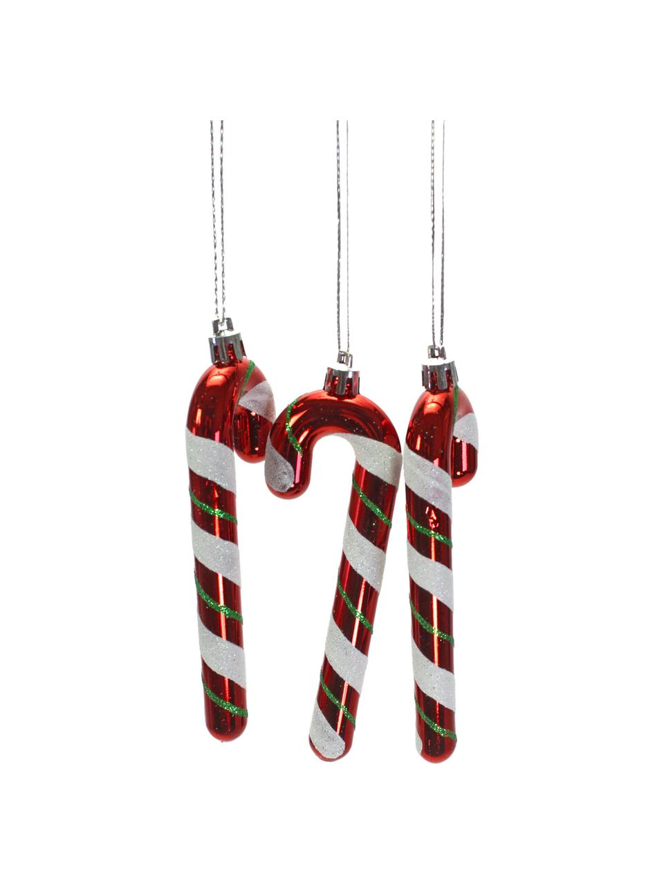 Breukvaste kerstboomhangers Lola H 12 cm, 3 stuks, Rood, wit, groen, B 3 x H 12 cm