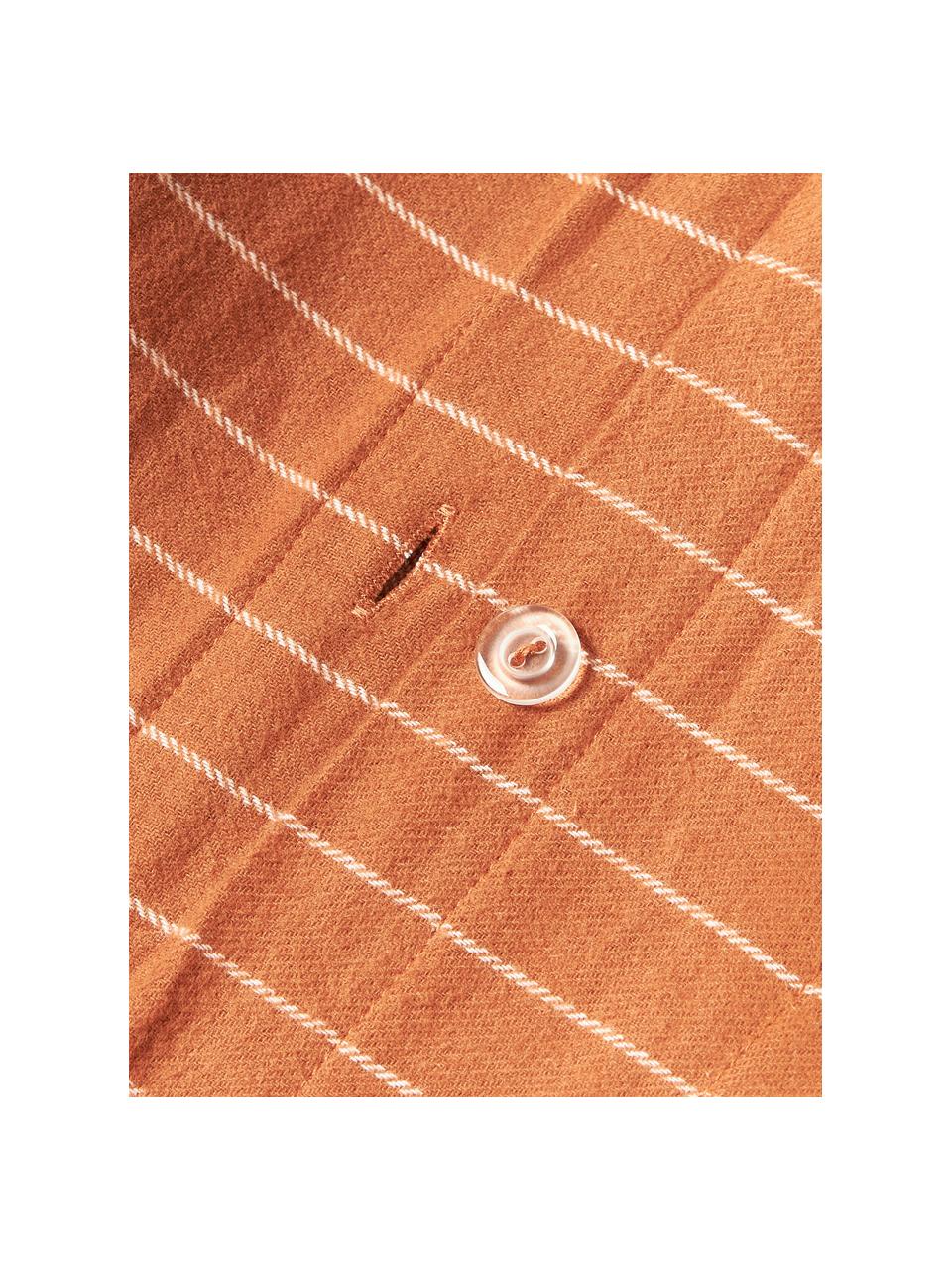 Károvaný flanelový oboustranný povlak na polštář z bavlny Noelle, Oranžová, bílá, Š 40 cm, D 80 cm