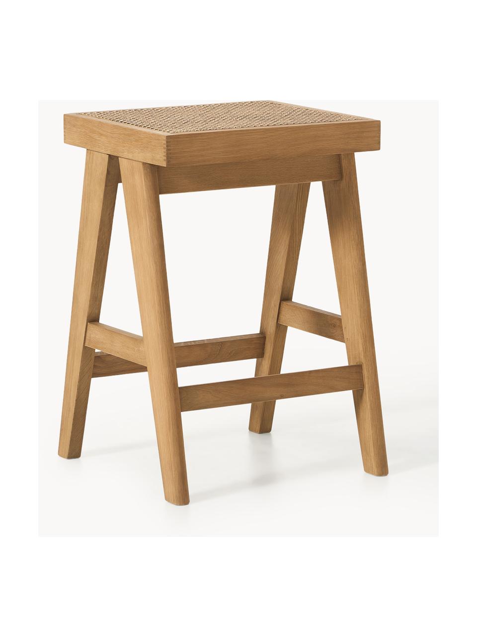 Tabouret de bar en cannage Sissi, Chêne clair, cannage beige clair, larg. 46 x haut. 65 cm