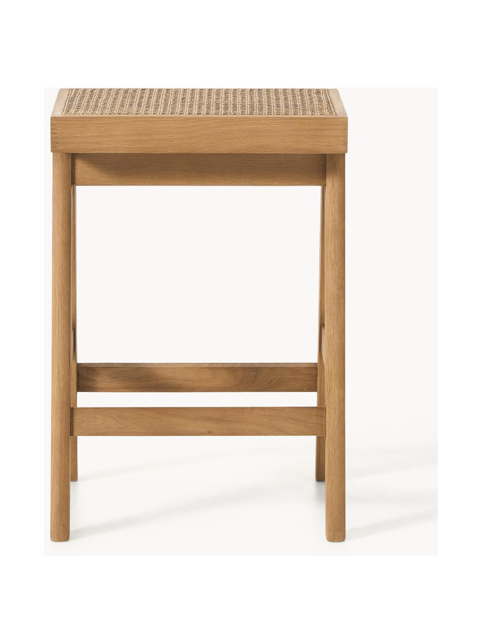 Tabouret de bar en cannage Sissi, Chêne clair, cannage beige clair, larg. 46 x haut. 65 cm