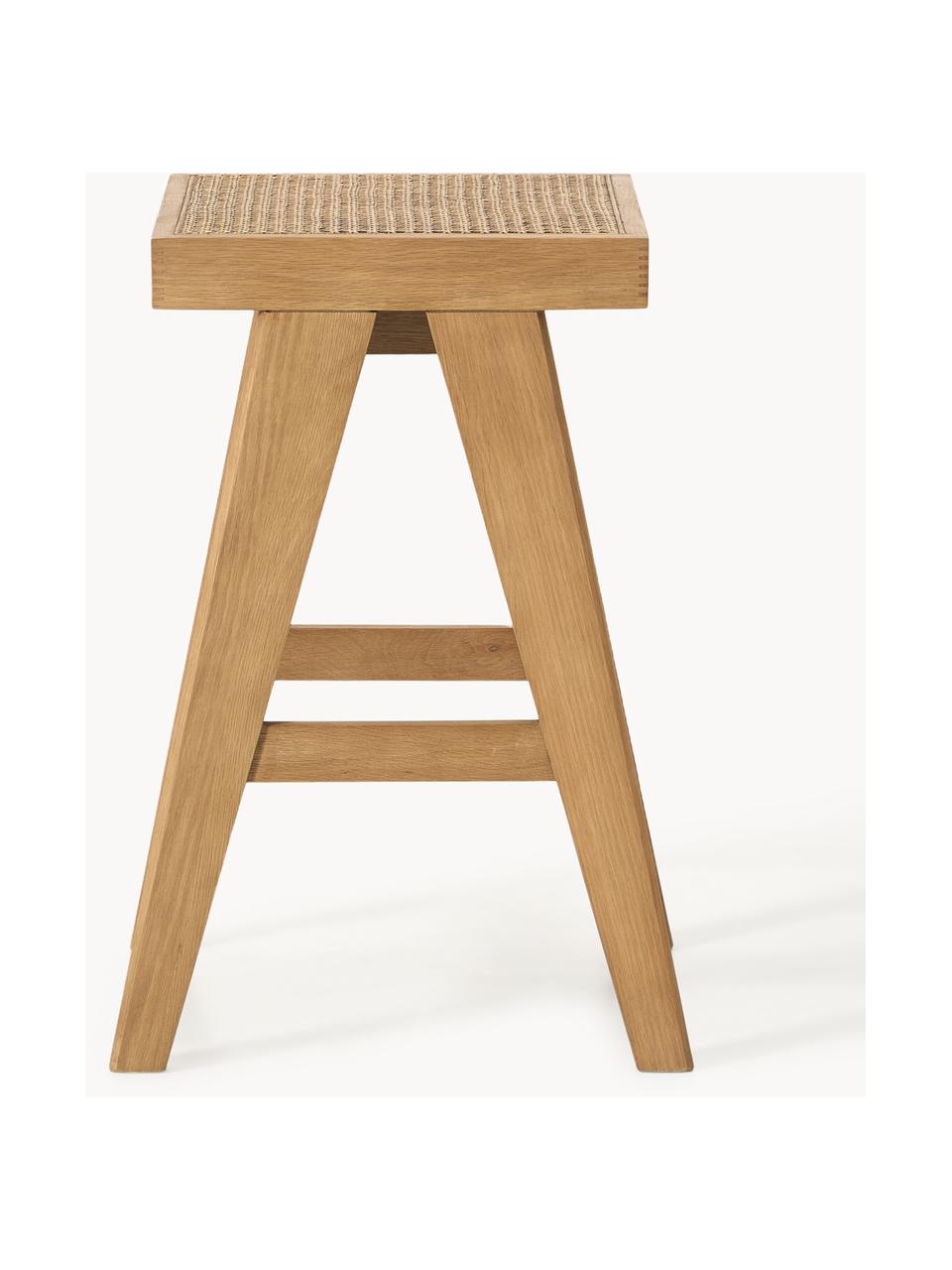 Tabouret de bar en cannage Sissi, Chêne clair, cannage beige clair, larg. 46 x haut. 65 cm