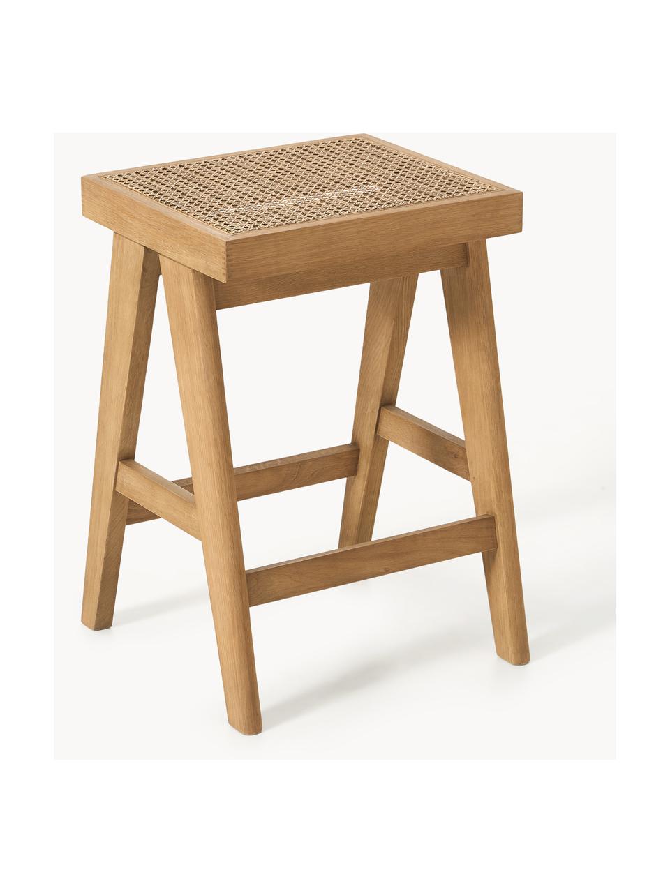 Tabouret de bar en cannage Sissi, Chêne clair, cannage beige clair, larg. 46 x haut. 65 cm