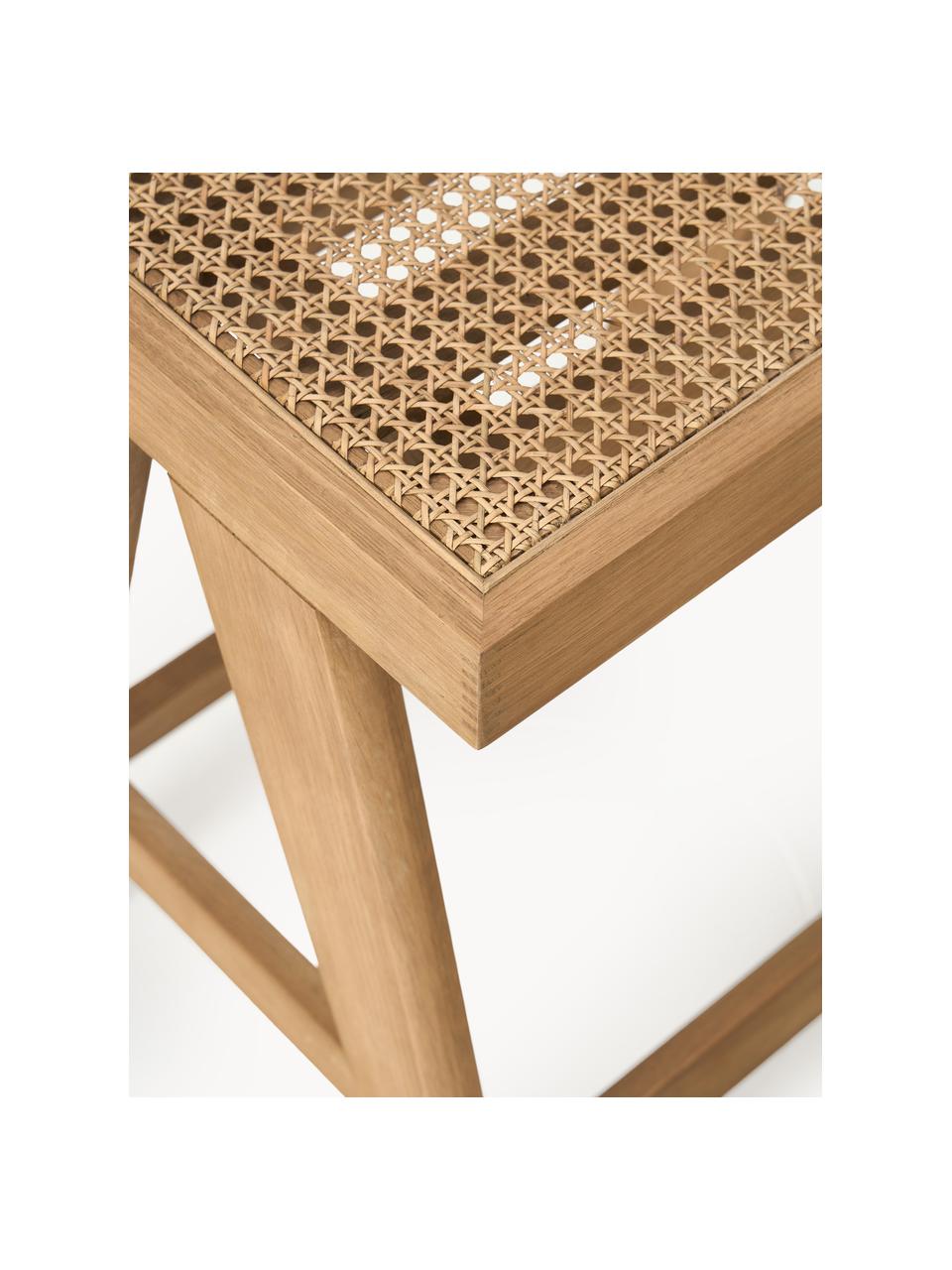 Tabouret de bar en cannage Sissi, Chêne clair, cannage beige clair, larg. 46 x haut. 65 cm