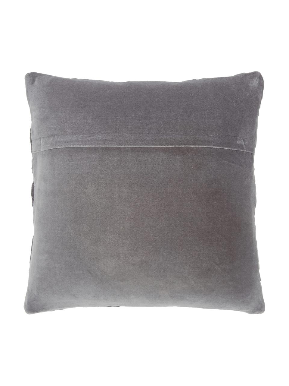 Samt-Kissenhülle Sina mit Strukturmuster, Samt (100 % Baumwolle), Grau, B 45 x L 45 cm