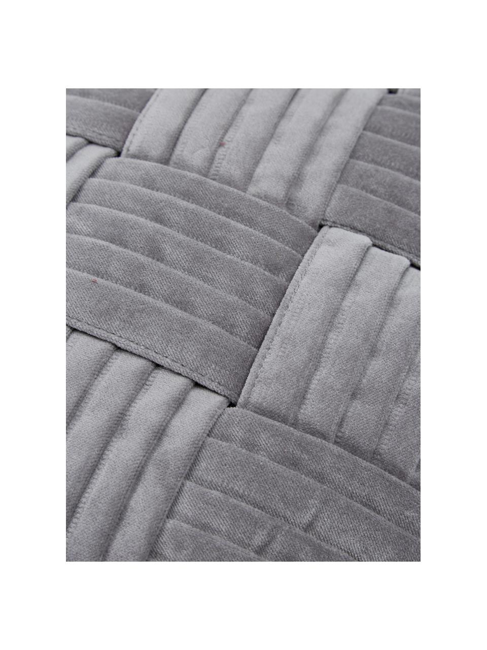 Poszewka na poduszkę z aksamitu Sina, Aksamit (100% bawełna), Szary, S 45 x D 45 cm
