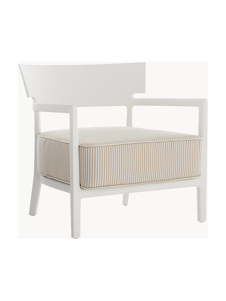 Fotel ogrodowy Cara, Biała tkanina, beżowy, biały, S 68 x G 67 cm
