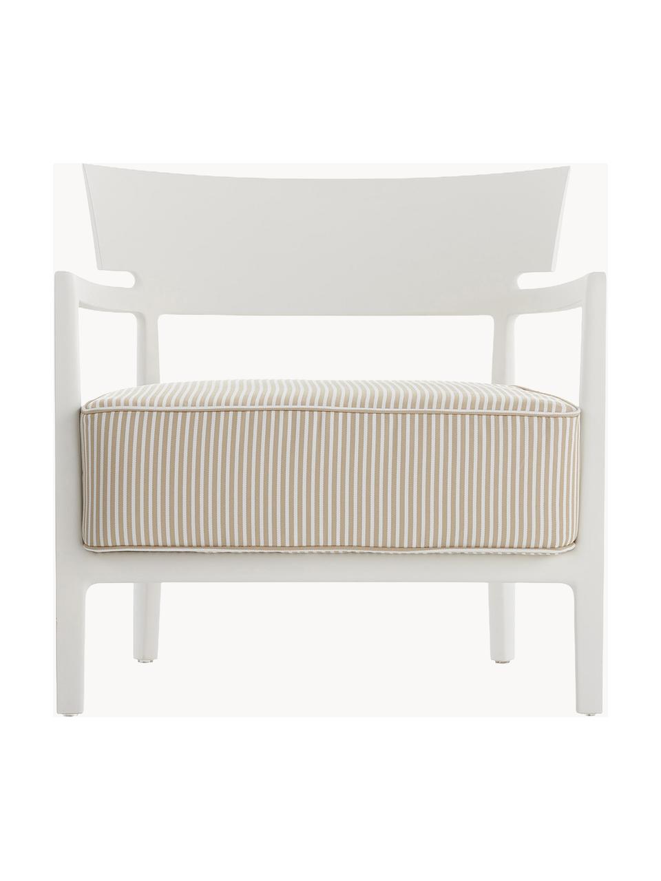 Fotel ogrodowy Cara, Biała tkanina, beżowy, biały, S 68 x G 67 cm