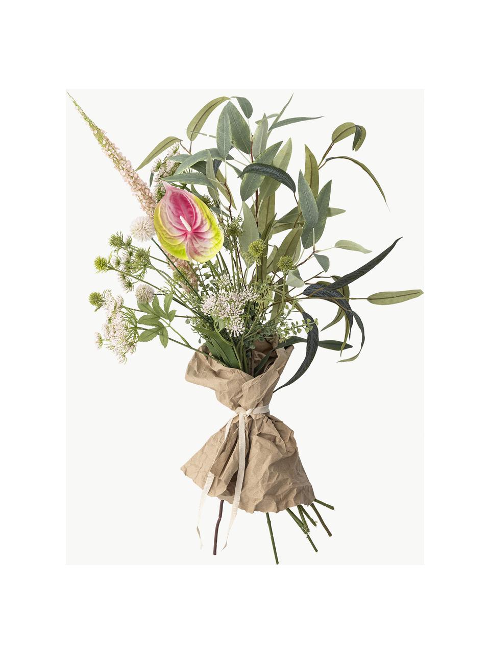 Bouquet de fleurs artificielles Blush, Plastique, polyester, métal, Tons roses et verts, multicolore, long. 80 cm