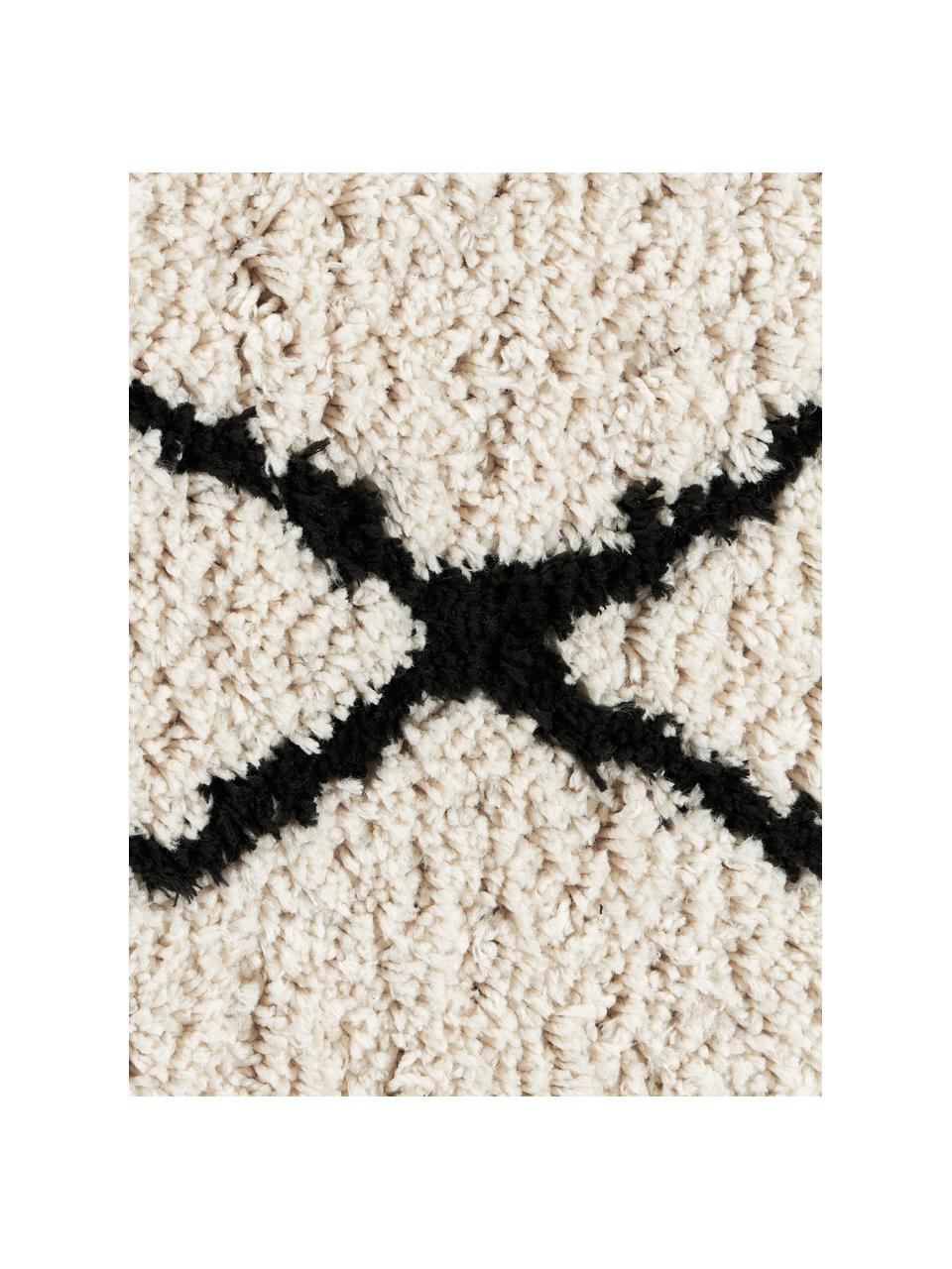 Ručne tuftovaný koberec s vysokým vlasom Naima, Béžová, čierna, Ø 400 x V 500 cm (veľkosť XXL)