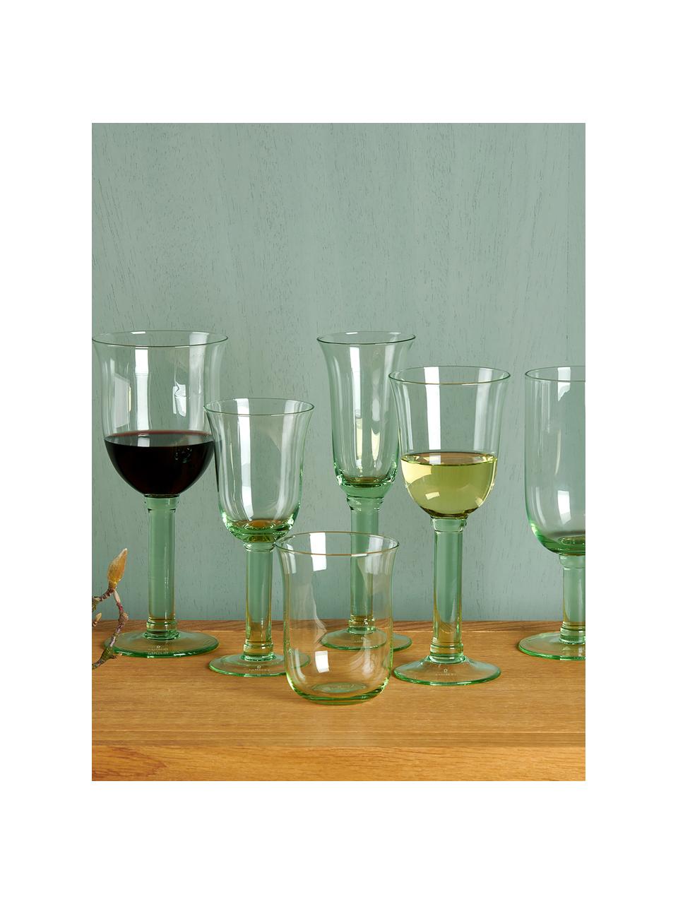 Mondgeblazen rode wijnglazen Corsica, 6 stuks, Glas, Lichtgroen, transparant, Ø 9 x H 23 cm, 480 ml