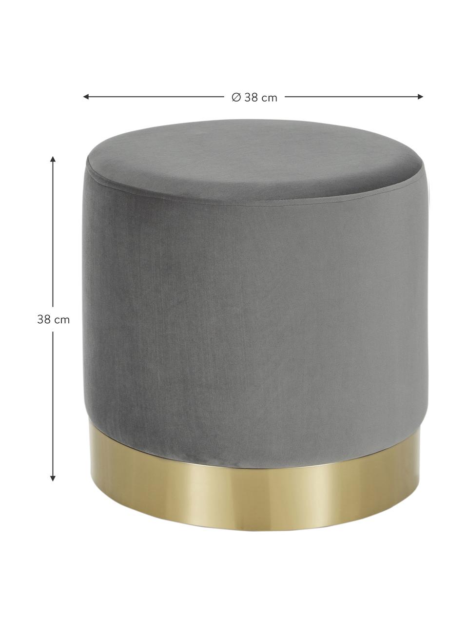 Tabouret en velours Orchid, Revêtement : gris Socle : couleur dorée, Ø 38 x haut. 38 cm