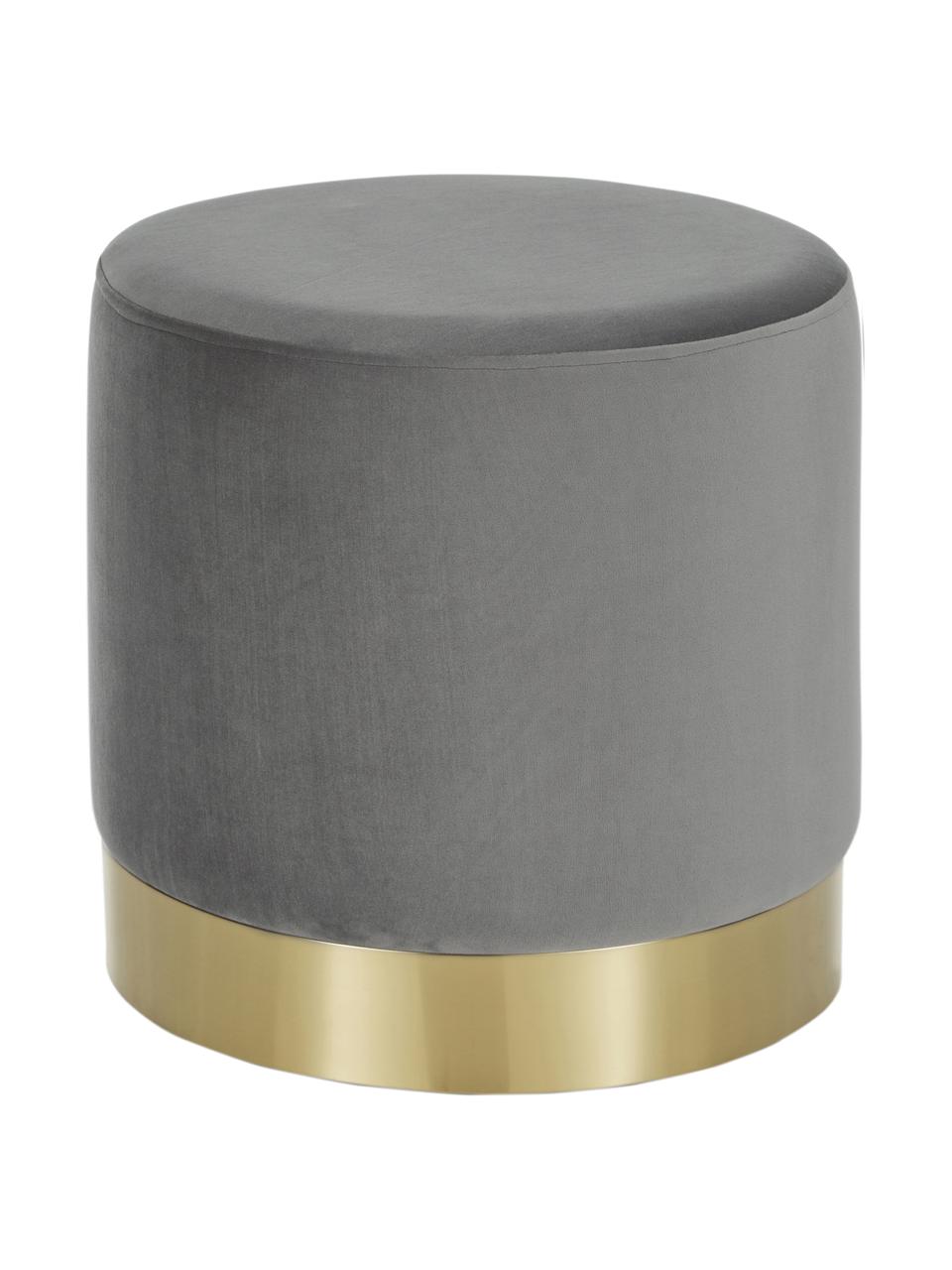 Puf de terciopelo Orchid, Tapizado: terciopelo (100% poliéste, Terciopelo gris, dorado, Ø 40 x Al 39 cm