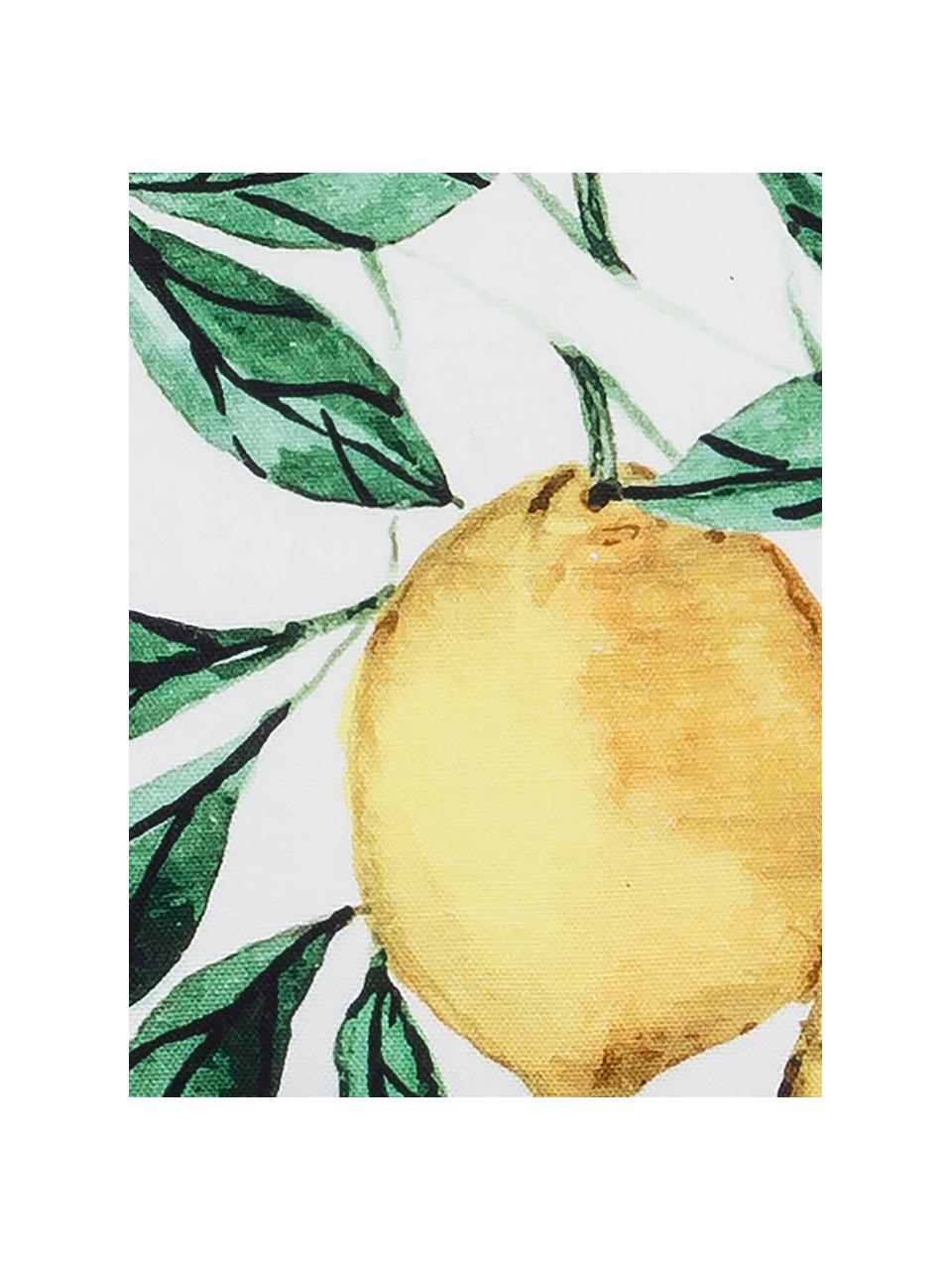 Baumwoll-Kissenhülle Citrus mit Zitronen, 100% Baumwolle, Weiß, Gelb- und Grüntöne, B 40 x L 40 cm