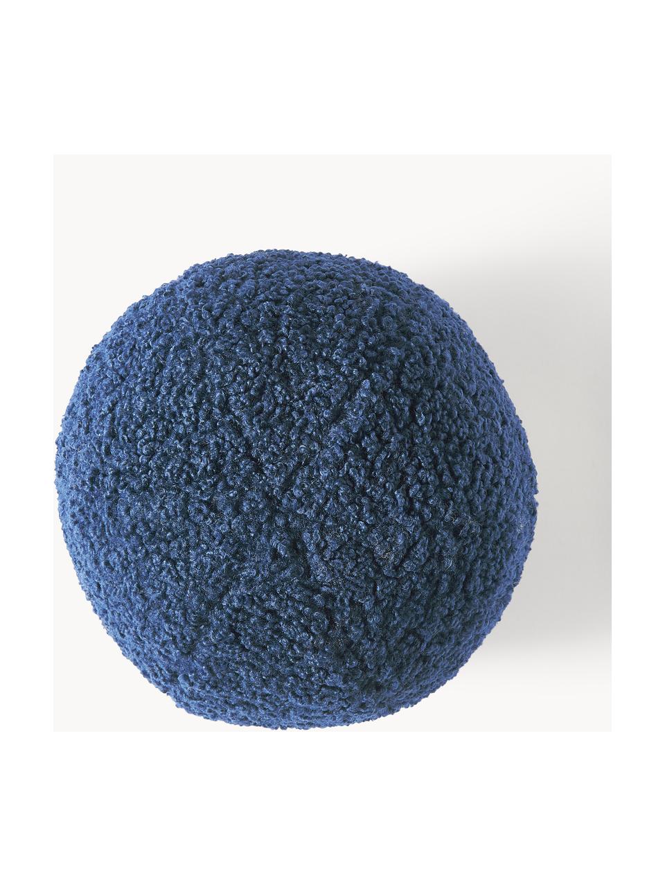 Cojín esférico de borreguillo Dotty, Funda: borreguillo (100% poliést, Azul oscuro, Ø 30 cm