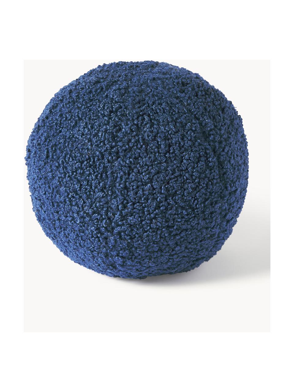 Okrągła poduszka Teddy Dotty, Tapicerka: Teddy (100% poliester), Ciemny niebieski, Ø 30 cm