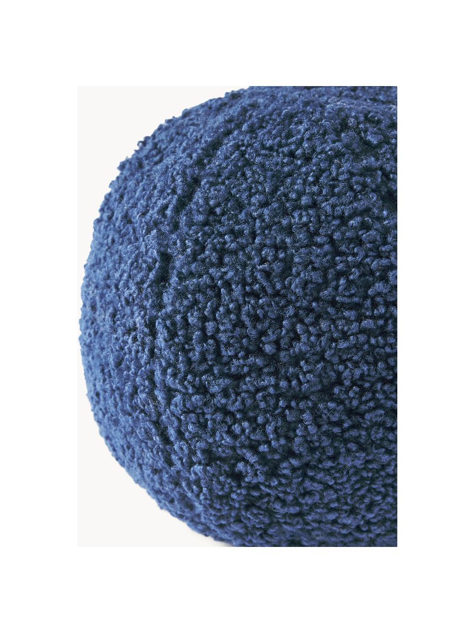 Cojín esférico de borreguillo Dotty, Funda: borreguillo (100% poliést, Azul oscuro, Ø 30 cm