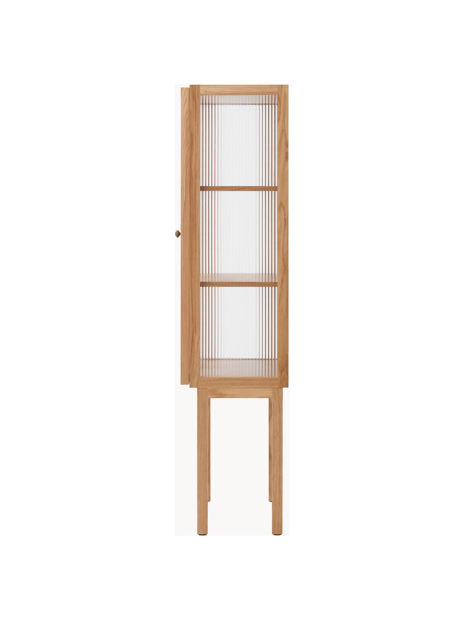 Highboard Curiosity aus Eichenholz, Eichenholz, Glas, Eichenholz, Transparent, B 71 x H 168 cm