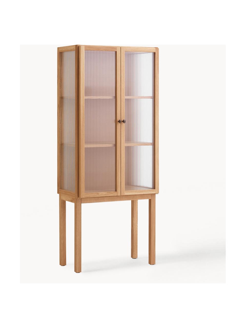 Highboard Curiosity aus Eichenholz, Eichenholz, Glas, Eichenholz, Transparent, B 71 x H 168 cm