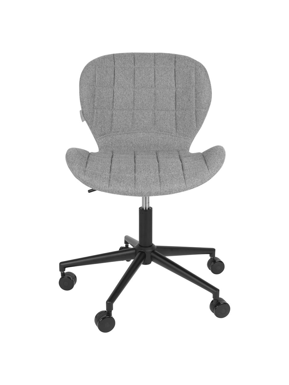 Kancelárska otočná stolička OMG, výškovo nastaviteľná, Poťah: svetlosivá Základňa s kolieskami: čierna, Š 65 x V 76 cm