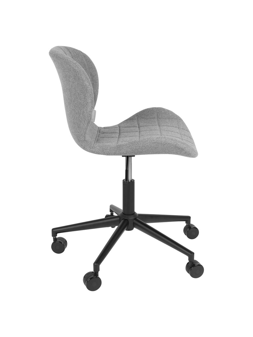 Bureaustoel OMG, in hoogte verstelbaar, Bekleding: polyester, Frame: gepoedercoat staal, Bekleding: lichtgrijs. Voetstuk met wieltjes: zwart, B 65 x H 76 cm