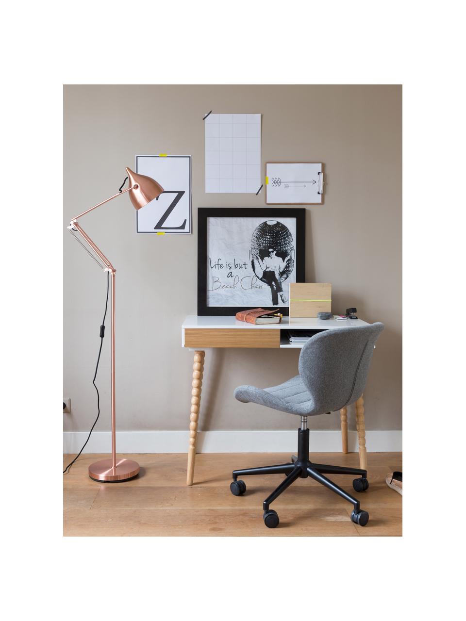 Bureaustoel OMG, in hoogte verstelbaar, Bekleding: polyester, Frame: gepoedercoat staal, Bekleding: lichtgrijs. Voetstuk met wieltjes: zwart, B 65 x H 76 cm
