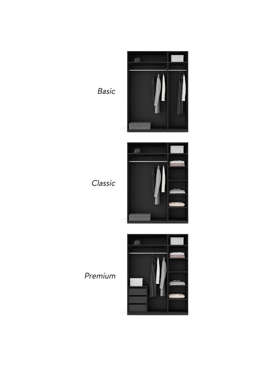 Armadio componibile con ante battenti Leon, larg. 150 cm, in diverse varianti, Nero, Interno Classic, larg. 150 x alt. 200 cm
