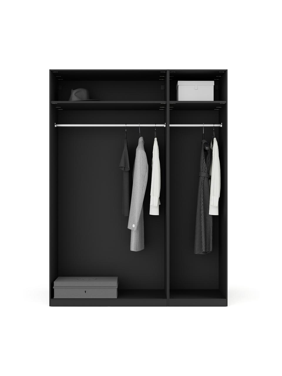 Armario modular Leon, 3 puertas (150 cm), diferentes variantes, Estructura: aglomerado con certificad, Negro, Interior Classic (An 150 x Al 200 cm)