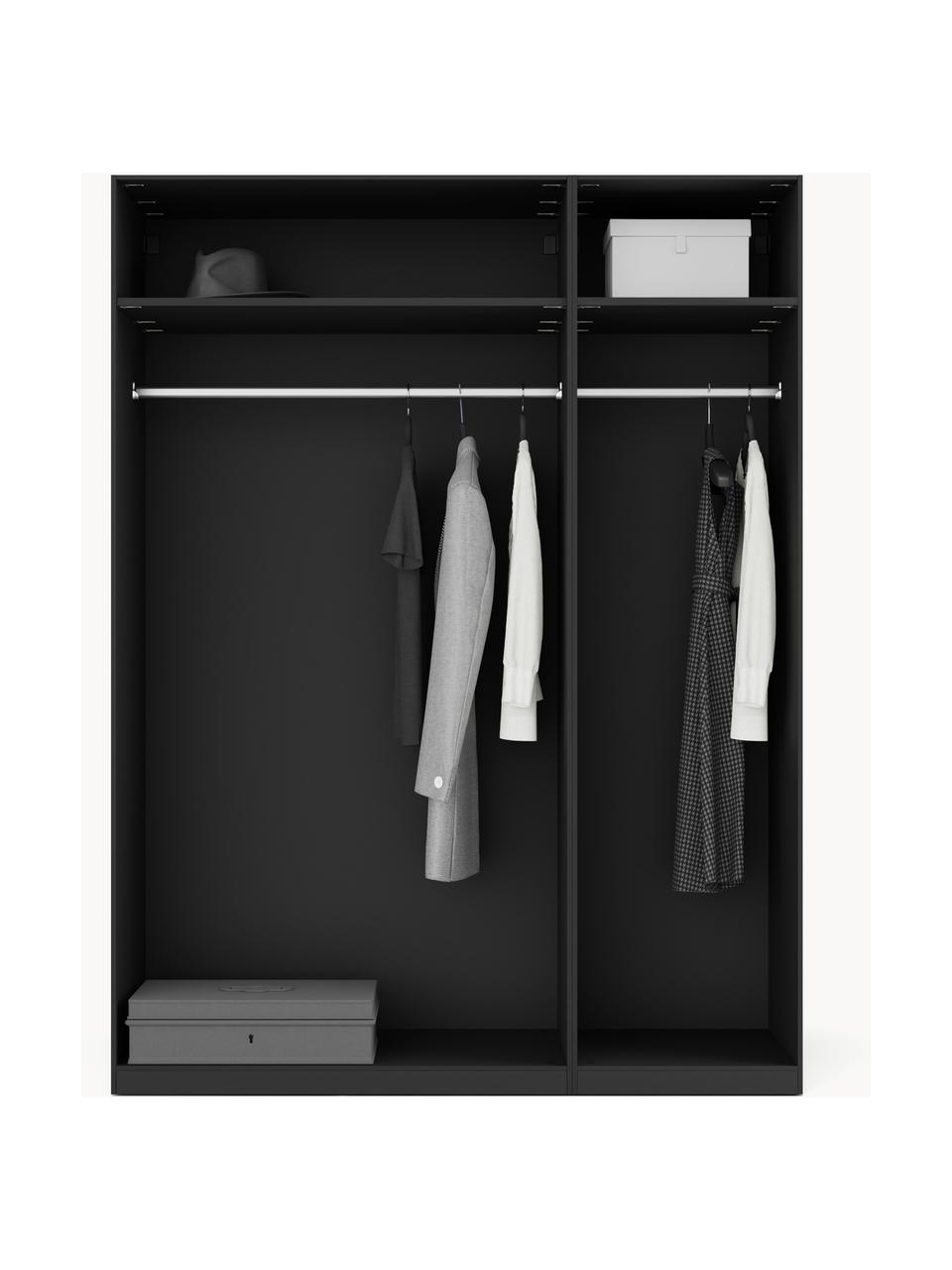 Modularer Drehtürenschrank Leon, 150 cm Breite, mehrere Varianten, Korpus: Spanplatte, melaminbeschi, Schwarz, Basic Interior, B 150 x H 236 cm