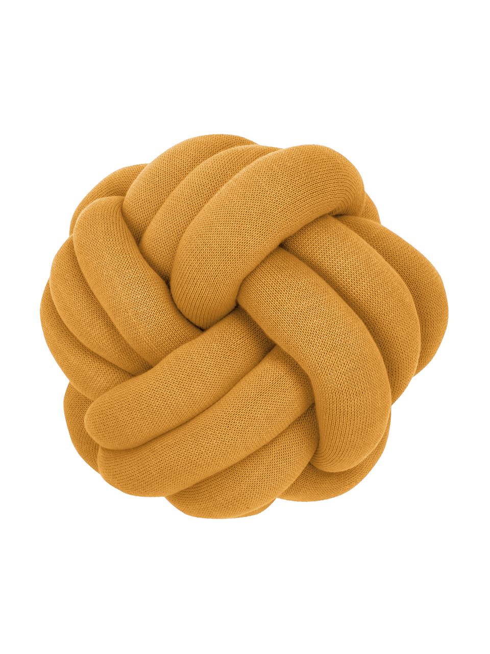 Coussin nœud jaune moutarde Twist, Jaune moutarde, Ø 30 cm