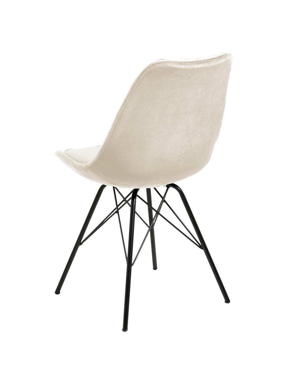 Sametové čalouněné židle s kovovými nohami Eris, 2 ks, Béžová, Š 49 cm, H 54 cm