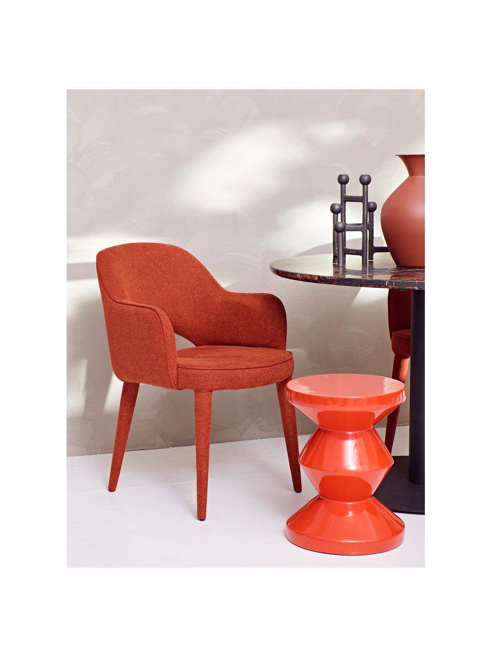 Tavolino rotondo Zig Zag, Plastica laccata, Arancione, Ø 36 x Alt. 46 cm