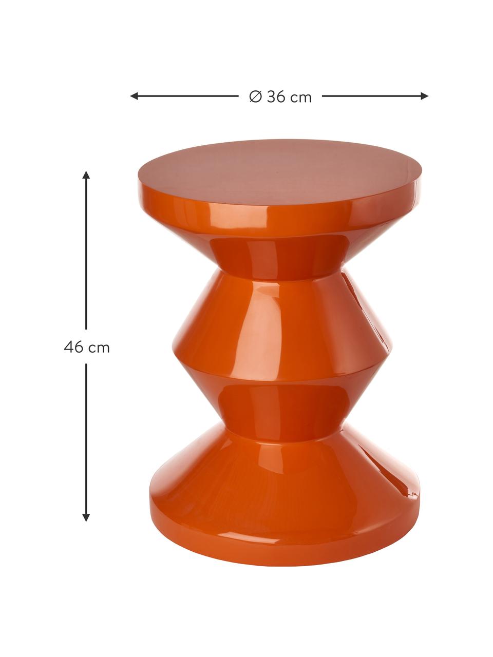Tavolino rotondo Zig Zag, Plastica laccata, Arancione, Ø 36 x Alt. 46 cm