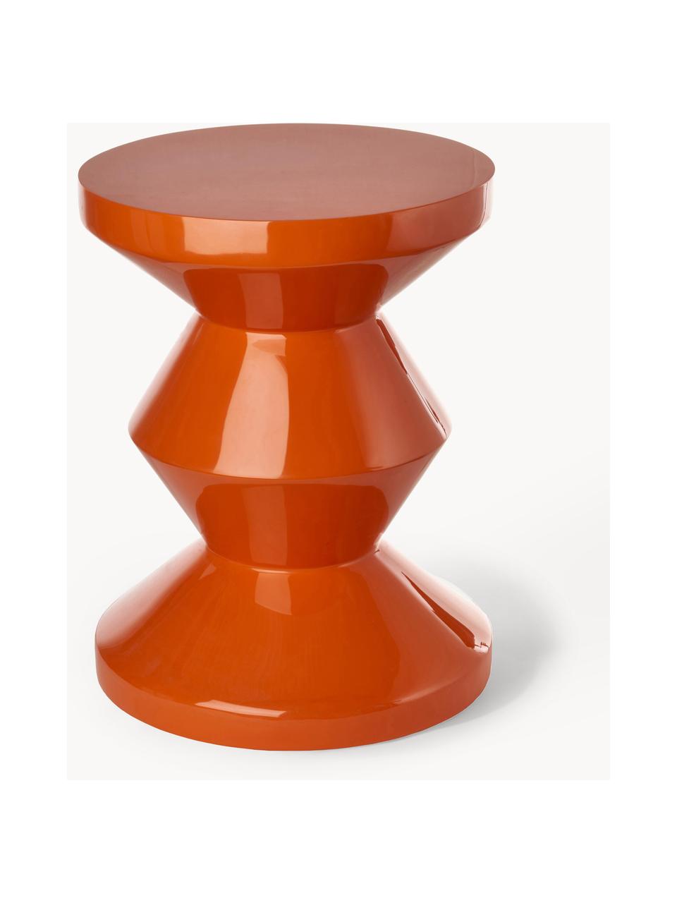 Tavolino rotondo Zig Zag, Plastica laccata, Arancione, Ø 36 x Alt. 46 cm