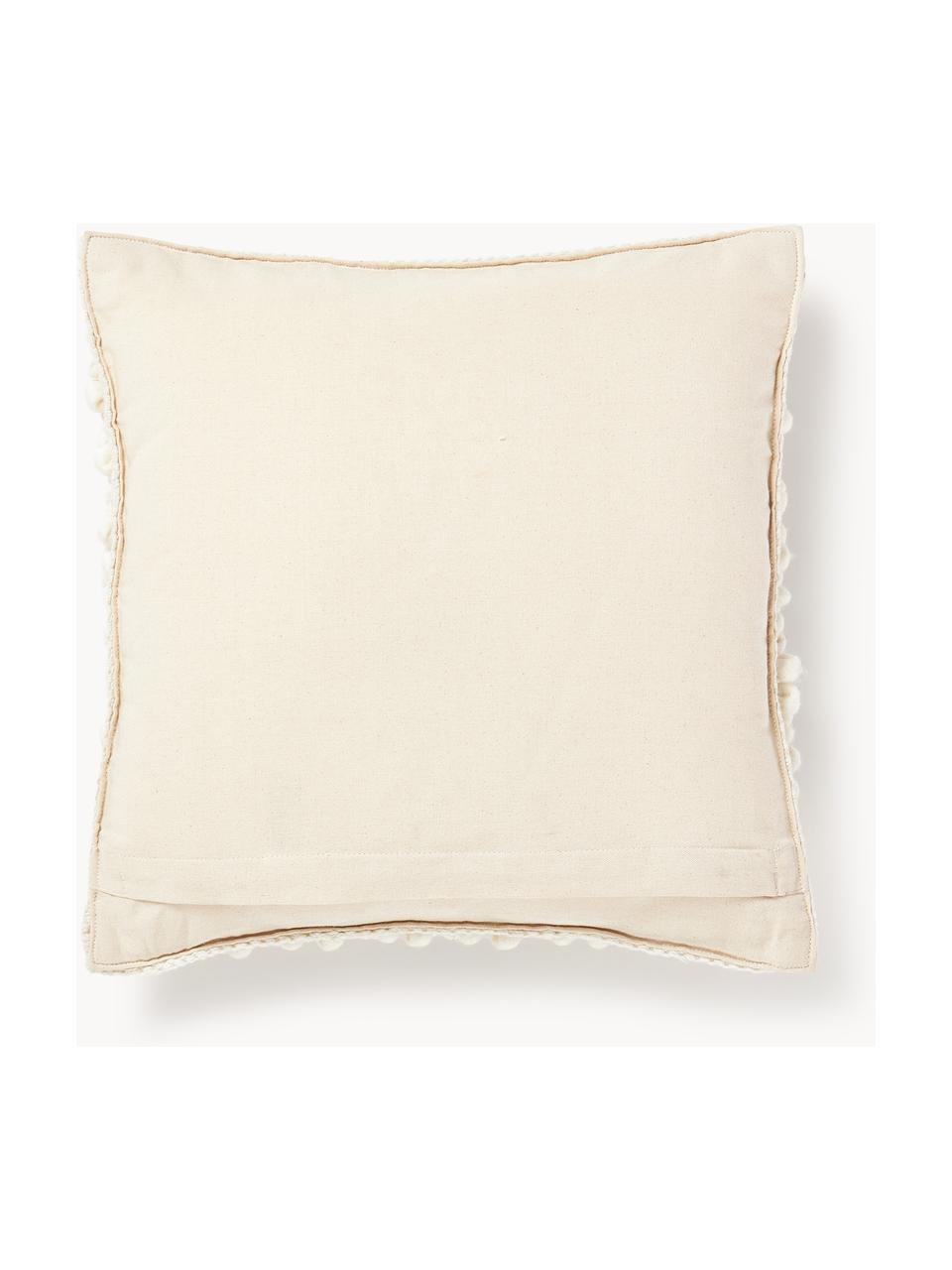 Housse de coussin en laine Loca, Blanc cassé, blanc crème, larg. 50 x long. 50 cm