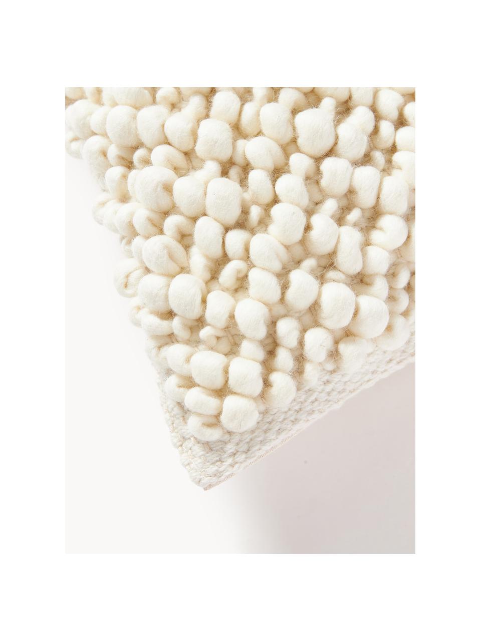 Housse de coussin en laine Loca, Blanc cassé, blanc crème, larg. 50 x long. 50 cm